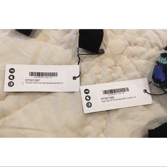 NWT BooHoo High-Waisted Multicolor Cut-Out Bikini - Picture 7 of 7